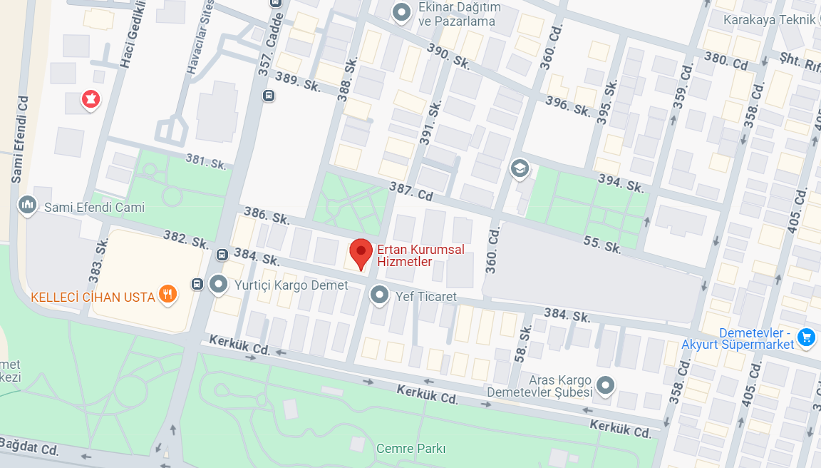 Ertan Kurumsal Hizmetler konumu: Demetevler 384. Sokak, Yenimahalle, Ankara